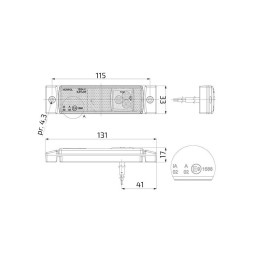 Svítilna přední obrysová LED HORPOL LD 127 12-24V, s odrazkou