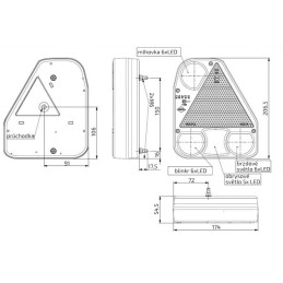 Svítilna HORPOL LZD 778 sdružená LED, P-BL/BR/KO/ML s průchodkou