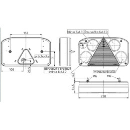 Svítilna HORPOL LZD 845 sdružená LED, L-BL/BR/KO/CO/ML s průchodkou