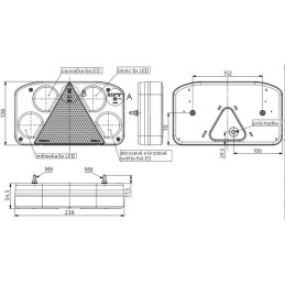 Svítilna HORPOL LZD 844 sdružená LED, P-BL/BR/KO/CO/ML s průchodkou