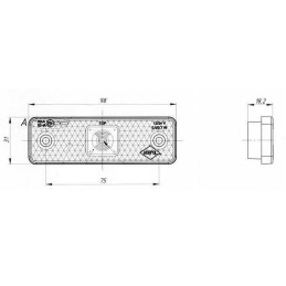 Svítilna boční obrysová LED HORPOL LD 500 12-24V, s odrazkou na držáku
