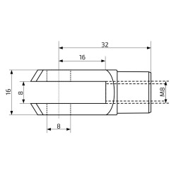 Vidlice k plynové vzpěře 8x16, otvor 8mm, pro závit M8, ocel