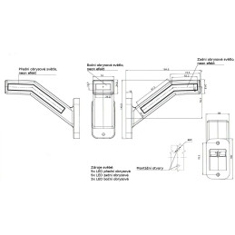 Svítilna doplňková obrysová LED WAS W168.1/1165, 12-24V, pravá, neon ef.