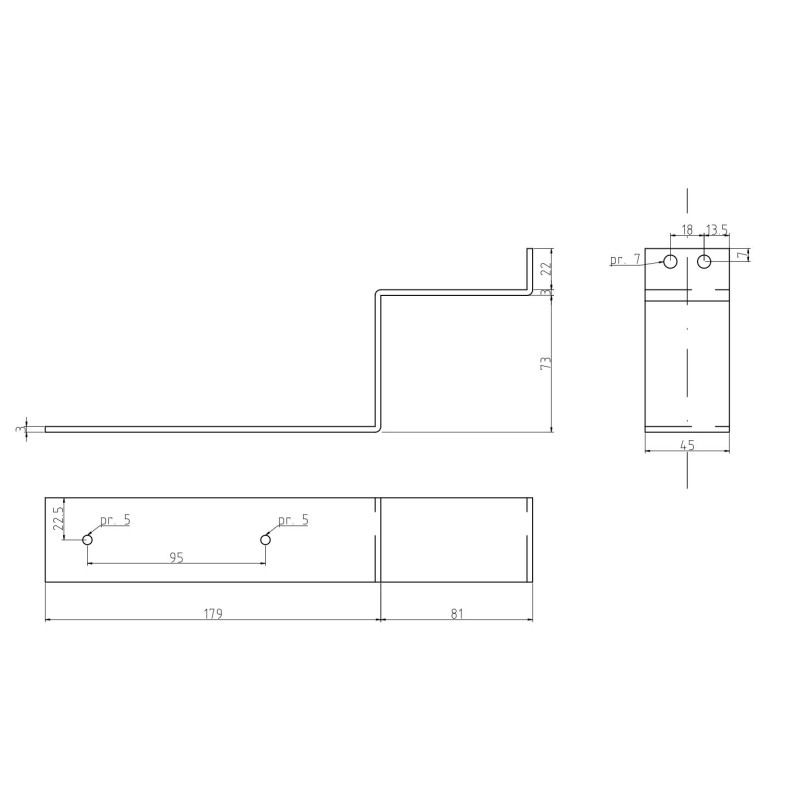 Držák blatníku DOMAR 14" pro přívěs PROFI (odsazení 81mm)