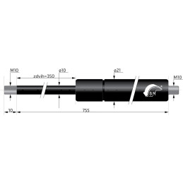 Plynová vzpěra Berthold Marx 755 mm, 2000N, 14/27 M10