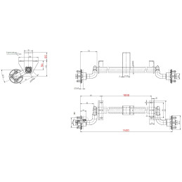Náprava KNOTT VG 7 (750 kg) b 1000 mm, c 1430 mm, 100x4, stř. opěra (Handy 1,2,3,13,15,20)