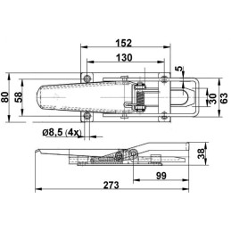Závěr bočnic - přezka KNOTT 275 mm