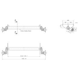 Náprava AL-KO UBR 1600 (1500 kg) a 1140 mm, c 1535 mm, 112x5, patky 115, Sportjacht