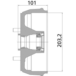 Buben brzdový KNOTT Avonride pro čelisti 203,2x40, vč. kužel. ložisek