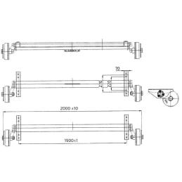 Náprava AL-KO Plus B 1800-9 (1800 kg) a 1500 mm, c 2000 mm, 2361, 112x5 zesílené patky AAA