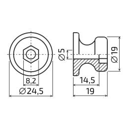 Napínací kolík (čep) k plachtě s šestihranem, plastový, 24x19 mm