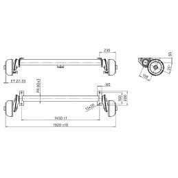 Náprava AL-KO Compact B 850-10 (1000 kg) a 1450 mm, c 1920 mm, 2051, 112x5