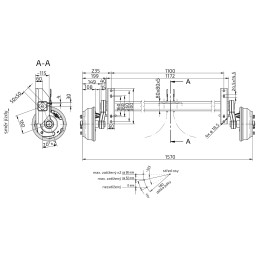 Náprava KNOTT VGB 18 (1800 kg) b 1100 mm, c 1570 mm, 250x40, 112x5