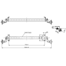 Náprava AL-KO UBR 700-5 (750 kg) a 1150 mm, c 1580 mm, 100x4, patky 90