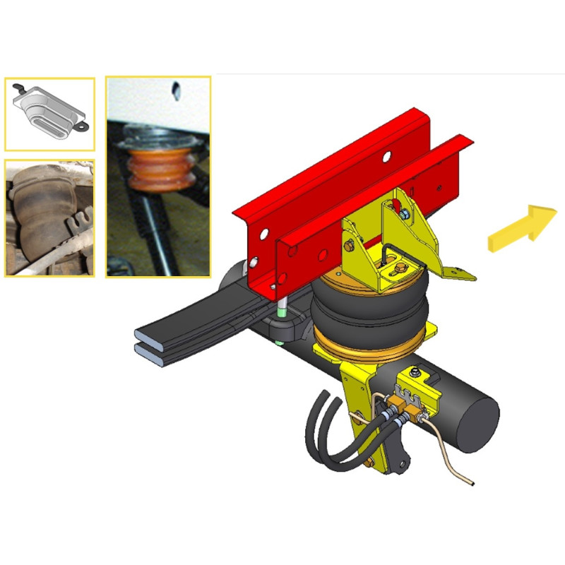 Ford Transit 350 (2001-2006) dvojmontáž, zadní pohon, bubnové brzdy - Vzduchové pérování Dunlop