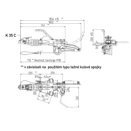 Nájezdová brzda KNOTT KFG35-D (GF) s držákem kolečka 48 mm