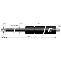 Plynová vzpěra Berthold Marx 1055 mm, 1200N, 14/27 M10