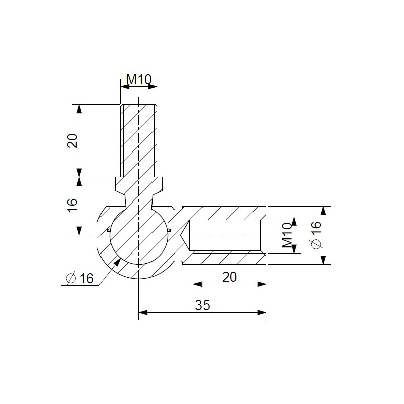 Kulový kloub k plynové vzpěře BM, M10, c 35mm, pro závit M10, ocel