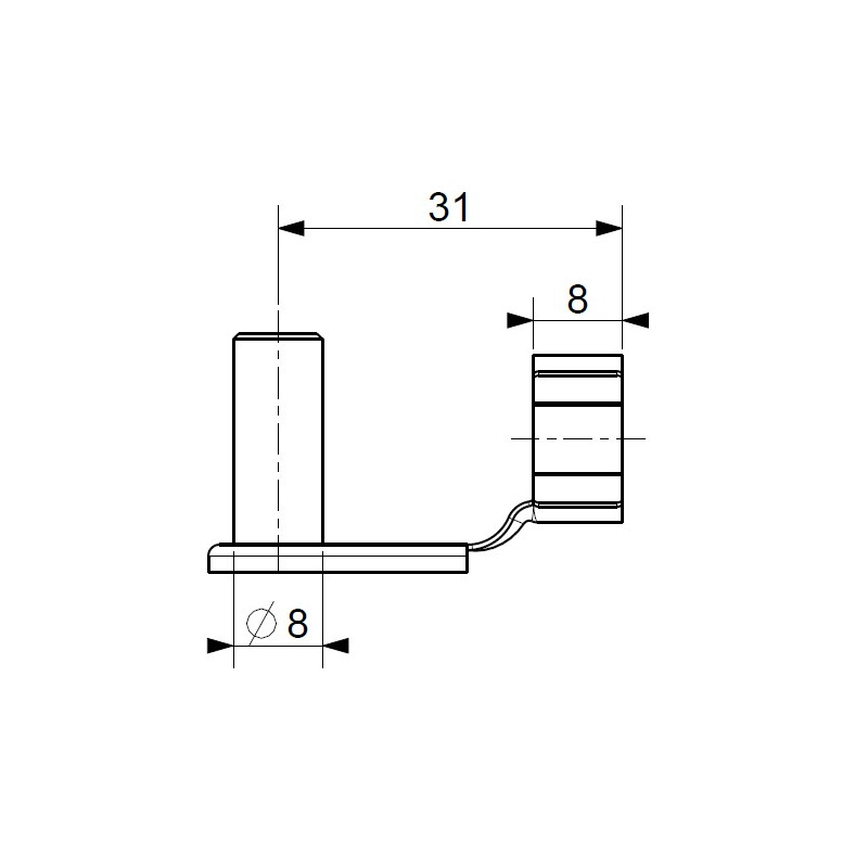 Čep s pojistkou k vidlici plynové vzpěry, pro otvor 8 mm