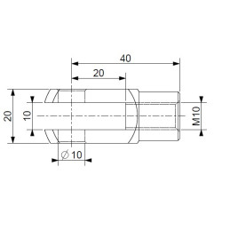 Vidlice k plynové vzpěře 10x40, otvor 10mm, pro závit M10, ocel