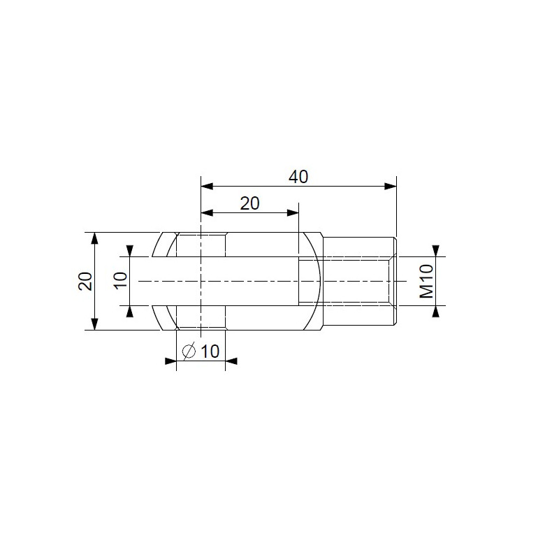 Vidlice k plynové vzpěře 10x40, otvor 10mm, pro závit M10, ocel