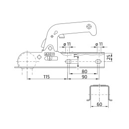 Tažná spojka Winterhoff WW 8-G, 800 kg, 60x60 mm, V10H10