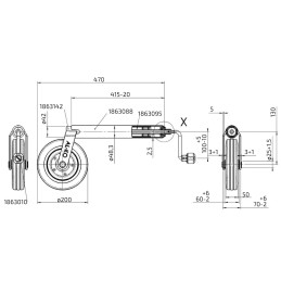 Kolečko opěrné AL-KO 48 200x50 150/90 kg délka 470 mm