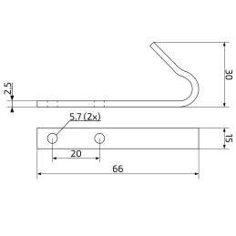 Háček ocelový k napínací gumě, pozink