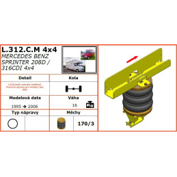 Mercedes Benz Sprinter 208D/316CDI (1995-2006) 4x4 bez ABS 902/903-přídavné vzduchové měchy Dunlop