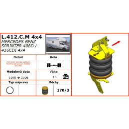 Mercedes Benz Sprinter 408D/416CDI 4x4 (1995-2006) WDB 904-přídavné vzduchové měchy Dunlop