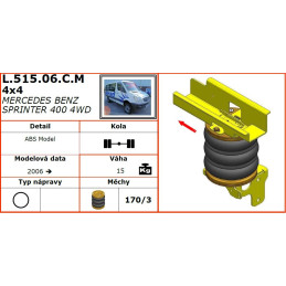 Mercedes Benz Sprinter 400 (2006-2018) 4x4  WDB 906-přídavné vzduchové pérování Dunlop