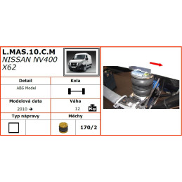 Nissan NV400 X62 (2010-), jednomontáž, přední pohon) - přídavné vzduchové pérování Dunlop