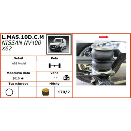 Nissan NV400 X62 (2010-), jednomontáž, zadní pohon) - přídavné vzduchové pérování Dunlop