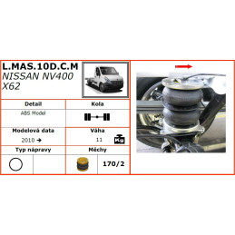 Nissan NV400 X62 (2010-), dvojmontáž, zadní pohon) - přídavné vzduchové pérování Dunlop