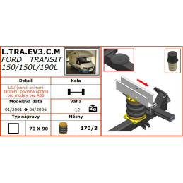 Ford Transit 150/150L/190L (2001-2006) přední pohon, šasi na obytné auto, bubnové brzdy - vzduchové pérování DUNLOP