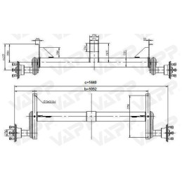 Náprava KNOTT G 13 (1350 kg) b 1092 mm, c 1440 mm, 100x4, patky 159, NP,DV