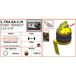 Ford Transit 115-135 (2001-2006) zadní pohon, bubnové brzdy - vzduchové pérování Dunlop
