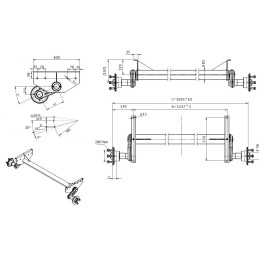 Náprava KNOTT G 13 (1350 kg) b 1237 mm, c 1595 mm, 100x4, patky 129, Vario/Rapid