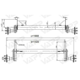 Náprava KNOTT G 13 (1300 kg) b 1320 mm, 1668 mm, 100x4, patky 159, Sacher