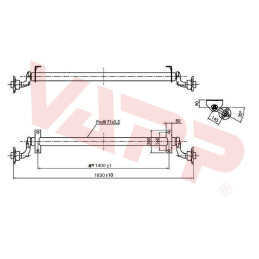 Náprava AL-KO UBR 700-5 (750 kg) a 1400 mm, c 1830 mm, 100x4, patky 90
