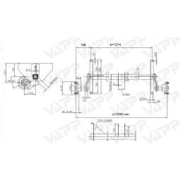 Náprava KNOTT VG 7 (750 kg) b 1214 mm, c 1530 mm, 100x4, patky 159, stř. opěra, Sacher