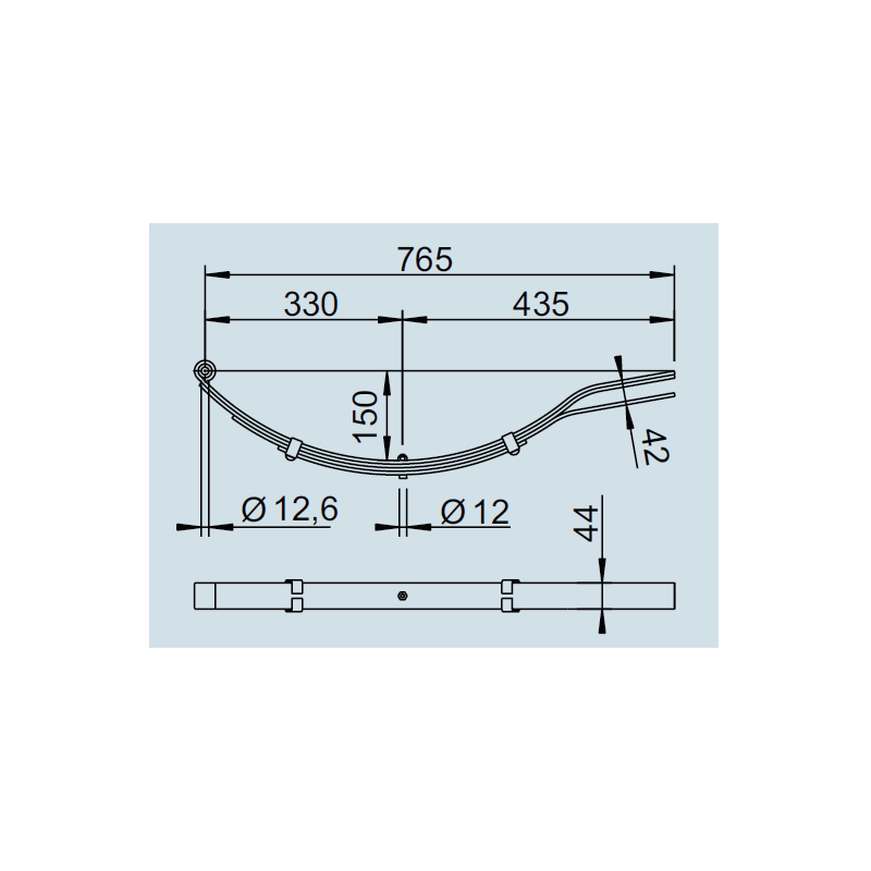 Listová pružina AL-KO (pro nápravu STARR 750 kg) / 1 ks