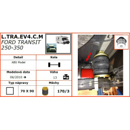 Ford Transit 250/350 (2010-2014) přední pohon, kotoučové brzdy, zvýšený podvozek - vzduchové pérování DUNLOP