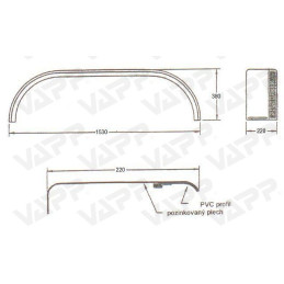 Blatník tandemový kombi š220 mm/d1530 mm s gumovým lemem (2.jakost)