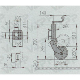 Kolečko opěrné automat. AL-KO 60 200x50 500/300 kg