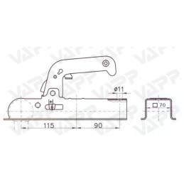 Tažná spojka Winterhoff WW 8-H, 800 kg, 70x70 mm, V10