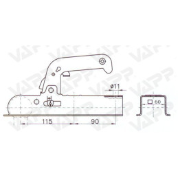 Tažná spojka Winterhoff WW 8-G, 800 kg, 60x60 mm, V10