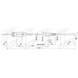Lanovod brzdový KNOTT nerez 830/1040 mm, závit M8
