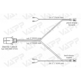 Kabeláž 4,55 m/7-pól. zástrčka. s předními vývody, baj5, Jokon