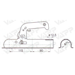 Tažná spojka Winterhoff WW 8-C, 800 kg, 70 mm, V12